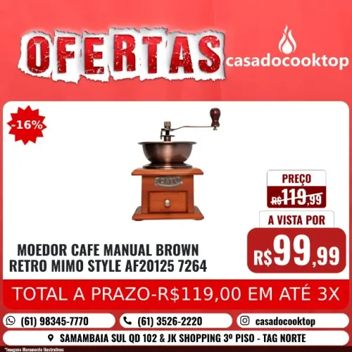 MOEDOR CAFE MANUAL BROWN RETRO MIMO STYLE AF20125 7264