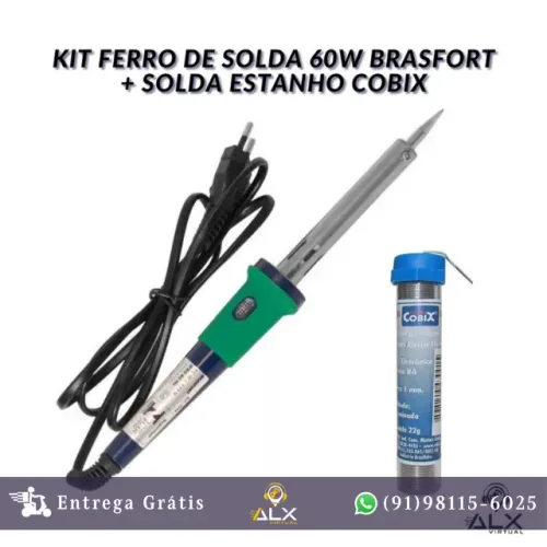 Kit Ferro de Solda 60w 127v + Solda Estanho Tubinho 22g *ENTREGA GRÁTIS*