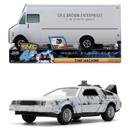MINIATURA DE CARRO JADA BACK TO THE FUTURE - DELOREAN DMC & E. BROWNS ENTERPRISE TRUCK 40T