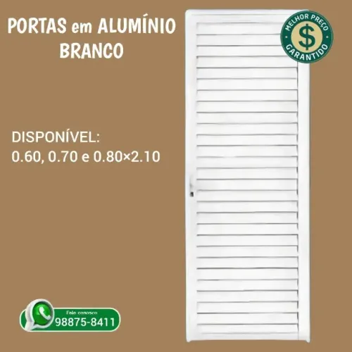 Porta de Alumínio Veneziana Branca 60cm: 480,00 avista