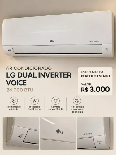 Ar-condicionado LG Dual Inverter Voice 24.000 BTUs Wi-Fi Alexa<br>