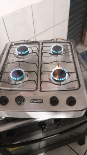 Fogão cooktop de mesa portátil a gás 4 bocas Esmaltec usado