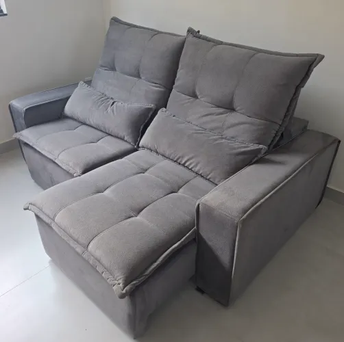 Sofá Cama / Sofá Retrátil e Reclinável Cinza