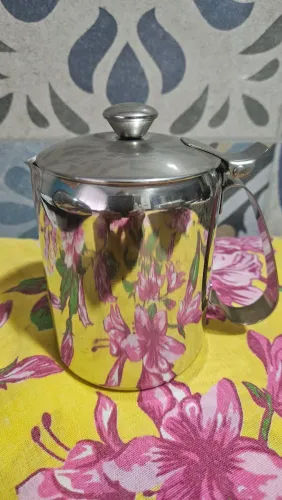 Leiteira Bule Em Aço Inox Com Tampa Articulada Cafeteria