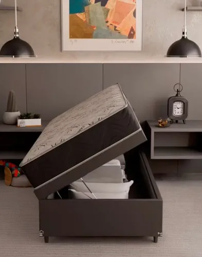 Cama box baú solteiro nova