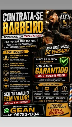 Vaga de barbeiro com experiência 