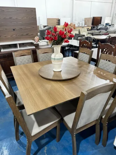 Mesa de jantar 8 lugares com centro rotatório