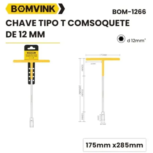 Lacrada Chave tipo T com soquete de 12mm BOM VINK BOM-1266
