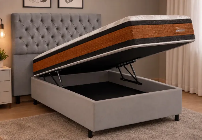 Vendo cama baú CASAL+ colchão+ cabeceira