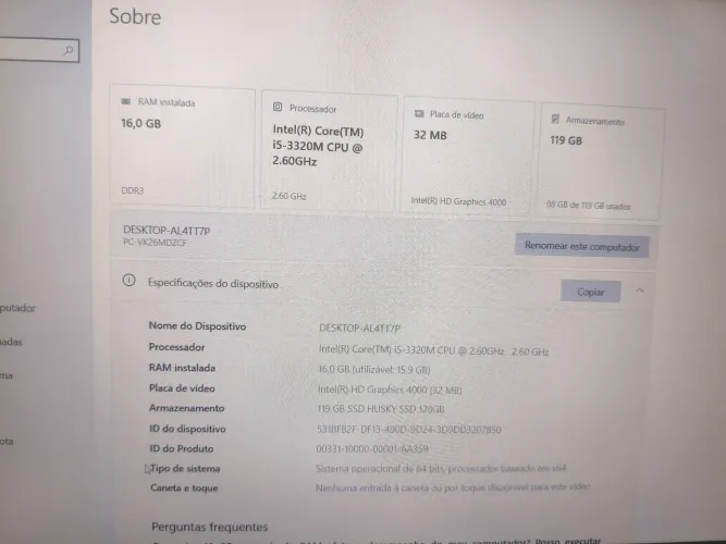Notebook i5 16gb ram