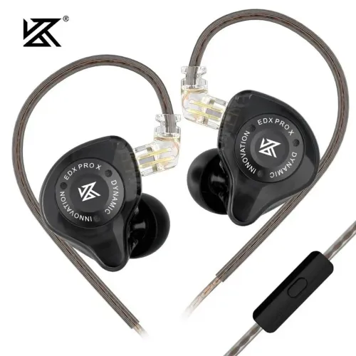 Fone Retorno de Palco KZ EDX Pro X Gamer P2 Mic Audio HiFi Preto Novo