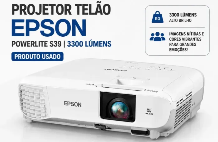 Projetor telão Epson powelite S39 3300lm usado