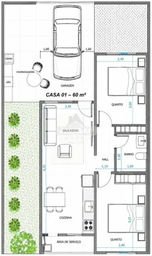 Casa - 2 Quartos com Garagem - Arse 142 (1406 Sul)