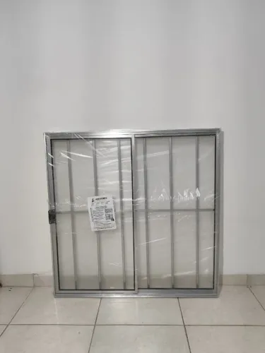 JANELA DE ALUMÍNIO VITRO 2 FOLHAS - COM GRADE - 1,00 x 1,00 - BRILHANTE**