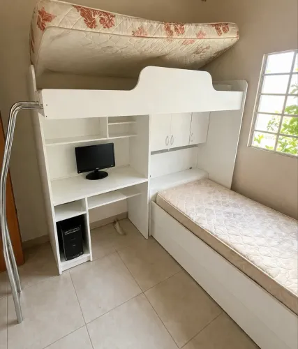 Beliche Multifuncional com Escrivaninha, Armários e Cama Auxiliar - Branca