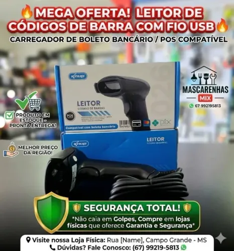 Leitor de Código de Barras COM FIO Cod: 074