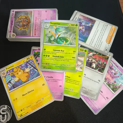 Lote com 56 cartas Pokémon TCG com 56 cartas com 5 brilhantes LT3
