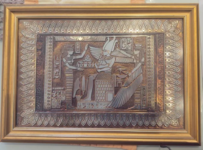 Quadro Deus Osíris com a Deusa alada Ísis