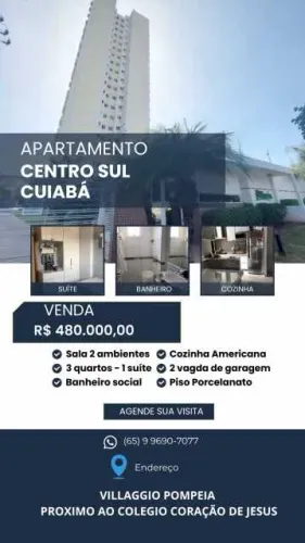 Apartamento com ótima localização, pronto pra morar no centro de cuiabá proximo ao colegio