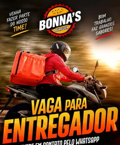 Vaga para entregador Hamburgueria