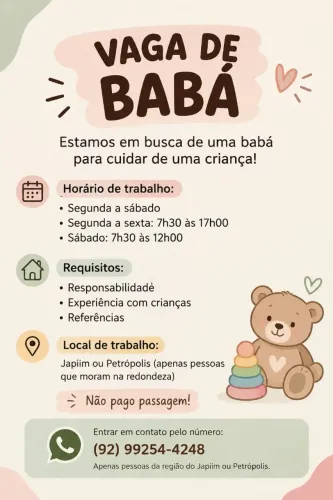 vaga de babá
