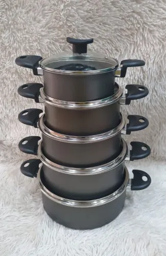 Conjunto de 5 panelas com tampa de vidro - Cozinha
