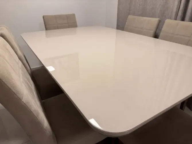 Mesa de jantar 1,50 x 1,50 pé central alto padrão vidro duplo