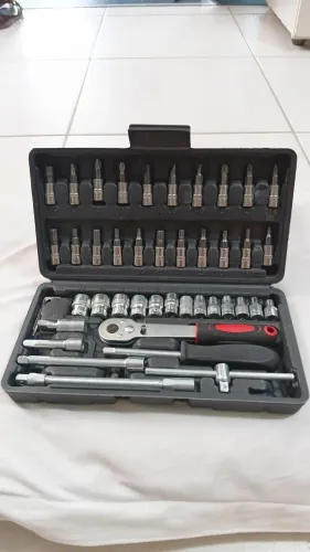 ? Kit de Ferramentas 46 Peças com Catraca 