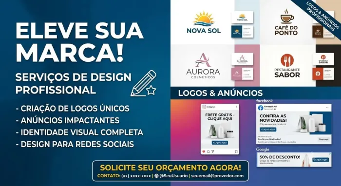 Faço anúncios de IA e logos manuais
