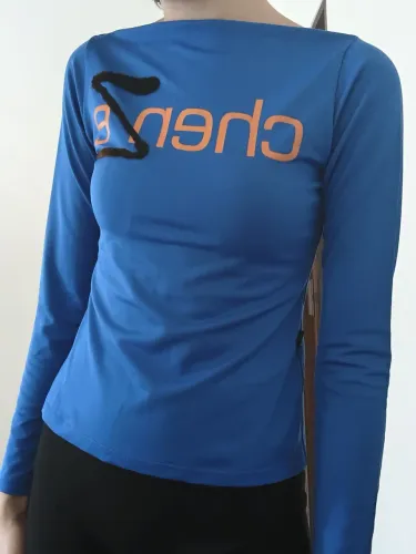 blusa manga longa azul pp