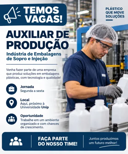 Vaga - auxiliar de produção (não exige experiência)