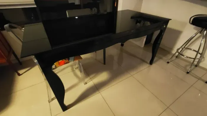 Mesa Retangular Jantar Tampo vidro 6 lugares 