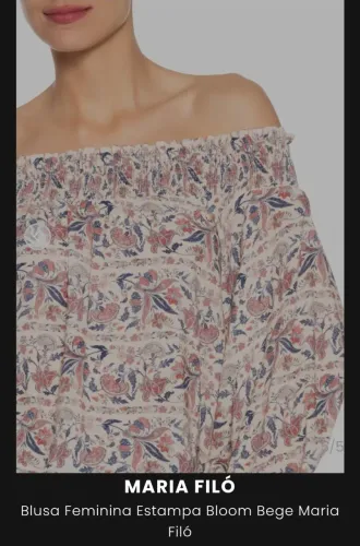 Blusa Feminina Estampa Bloom Bege Maria Filó