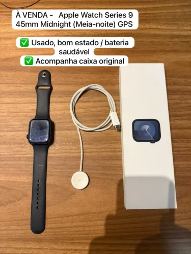 Apple Watch Series 9 45mm Midnight (Meia-noite) GPS