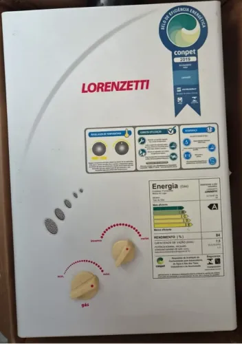 Aquecedor de Água a Gás Lz 750BP GLP 7, 0 L/Min, Exaustão Natural, Lorenzetti