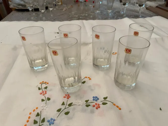 Jogo de 6 copos de cristal para água Reymond lapidados à mão