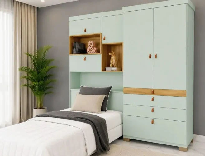 Roupeiro verde menta Avellan em MDF
