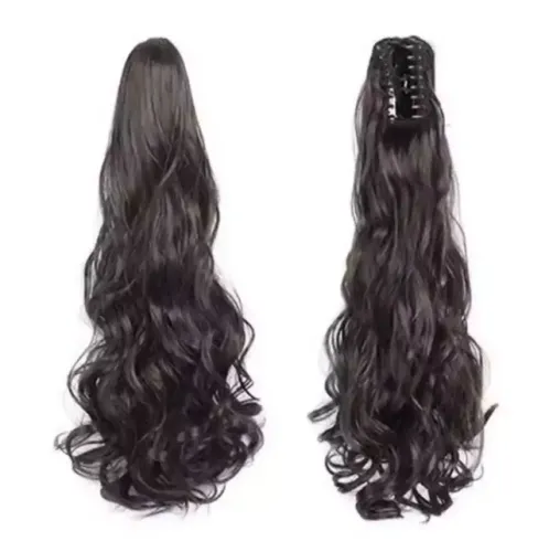 Aplique Removível Piranha de Cabelo Rabo de Cavalo Ondulado