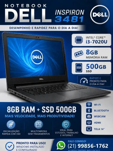 Notebook Dell Inspiron 3481 I3 7020U 8GB