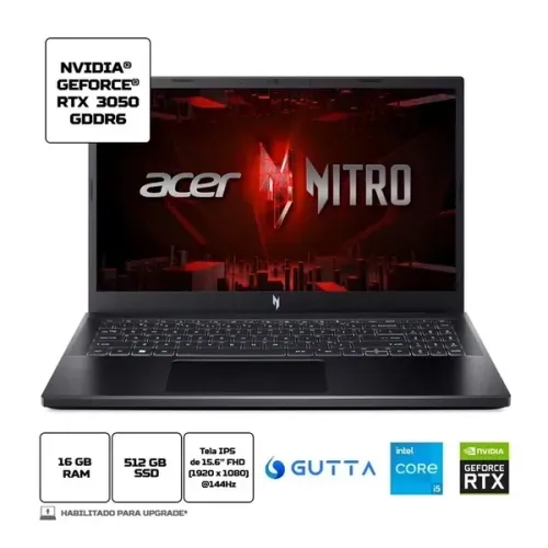 Acer Nitro V15 - 24GB RAM, 3050, i5 de 13° e 1 TB de SSD