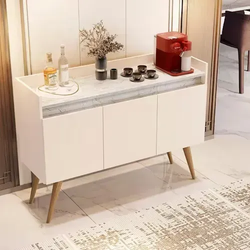 Buffet Gold Marmorizado 3 portas Off/Marmore Branco