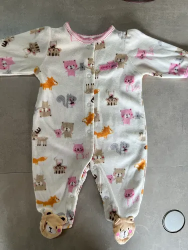 Macacão em fleece, plush, tamanho 1-3 meses