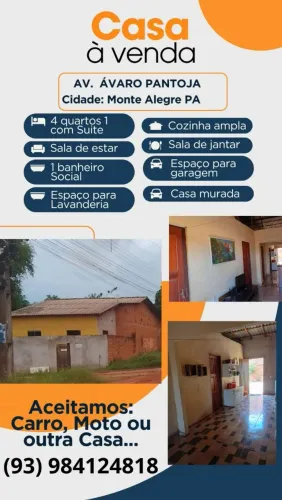 Casa a venda, pego moto ou carro como entrada.