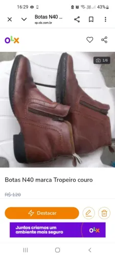 Botas  N40 couro marca tropeiro 