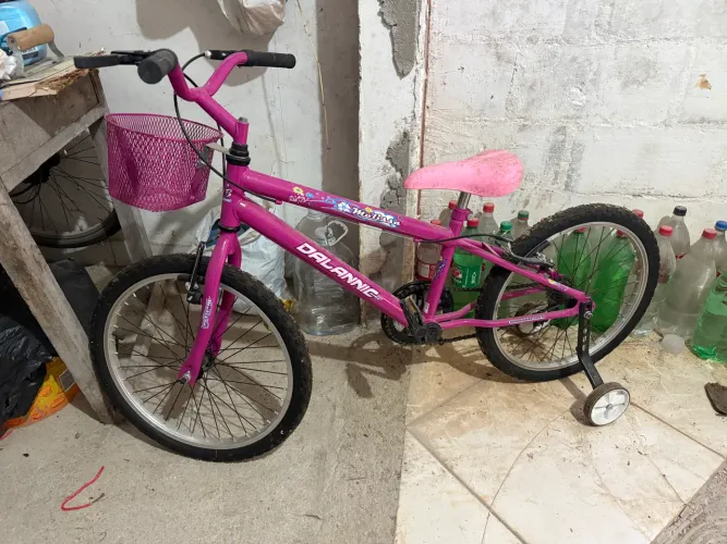 Bicicleta Infantil Aro 20 Rosa Pink Dalannio Com Rodinhas e Cesta