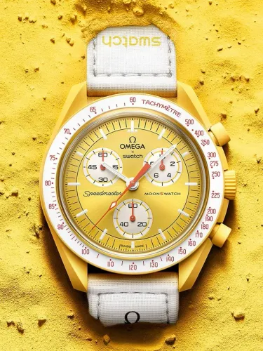 Relogio Omega Swatch Mission To The Sun Amarelo Branco