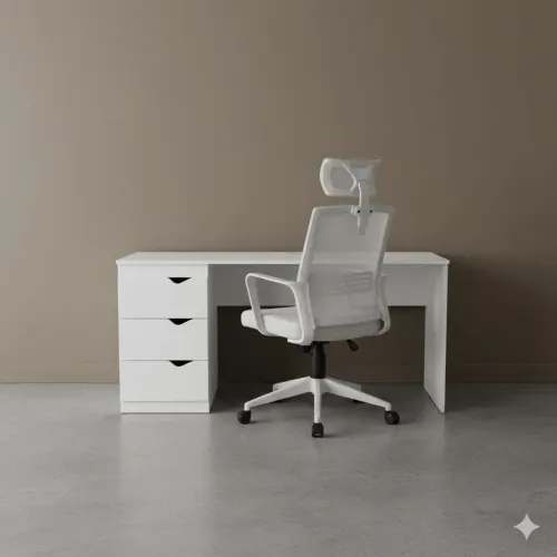 Mesa de 1.63m com cadeira Branca 