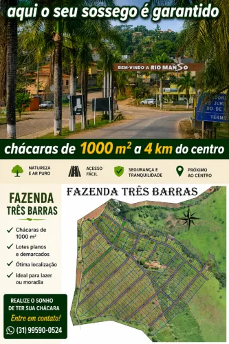 CHÁCARAS DE 1.000 M² R$ 99.000,00 EM ATÉ 120 VEZES