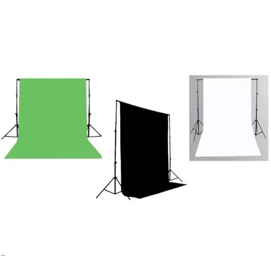 Suporte Para Fundo Infinito C/ 3 tecidos - Verde, Preto e Branco - Tam 3x2m - Foto / Video