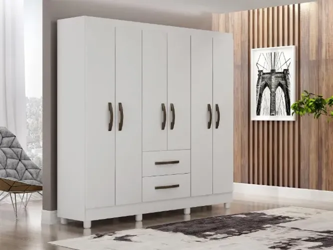 Roupeiro Estrela 6 Portas Branco Até 12x - Frete Grátis